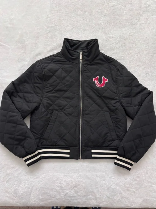 TRUE RELIGION Horseshoe Quilted Black Zip Up Bomber Jacket--NWT--M - Picture 6 of 16